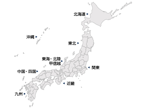 宿泊エリアの日本地図